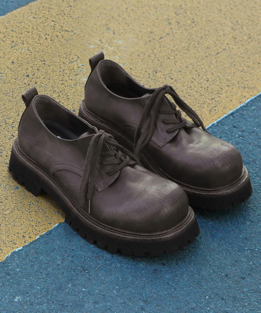 Wetheroad Wtrd1151 Chopen Horse Leather Scratch Washed Derby Shoes Brown