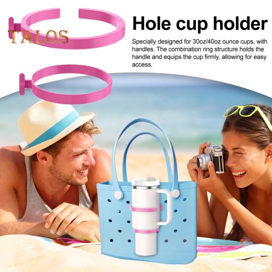 Universal Cup Holder for 30/40oz Tumblers 3-in-1 Beach Bag Attachment with Handles Multi-functional Cup Holder for Bogg Bag