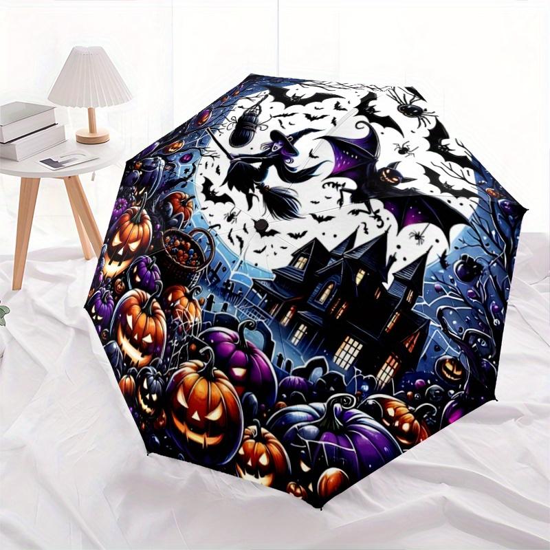 1pc Bat Witch Pumpkin Halloween Automatic Opening and Closing Umbrella - Small Umbrella Suitable for Various Occasions, Portable 3-Fold Small Umb