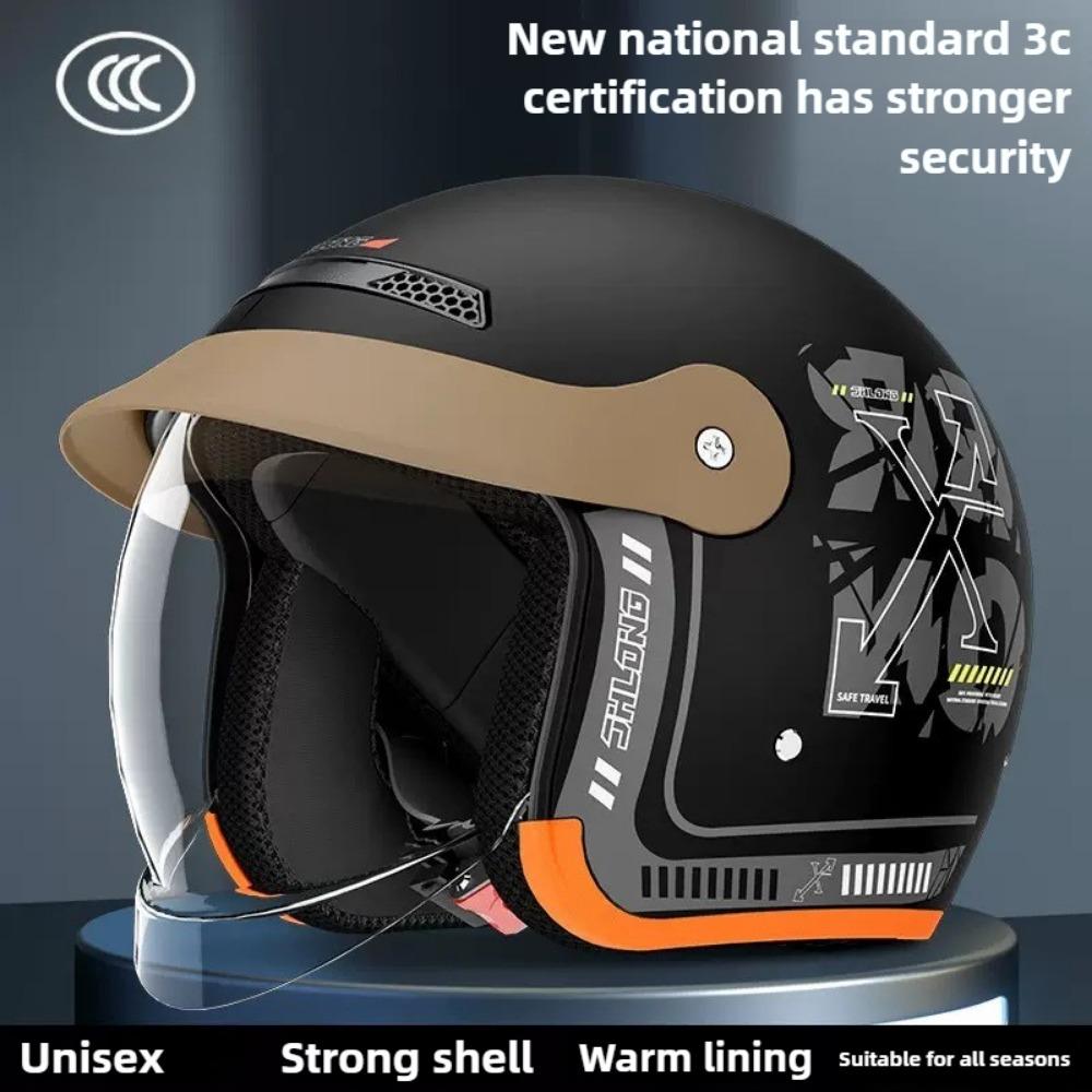 Electric Motorcycle Helmet Brim Men's and Women's Four-season Winter Warm and Anti-fog Helmet