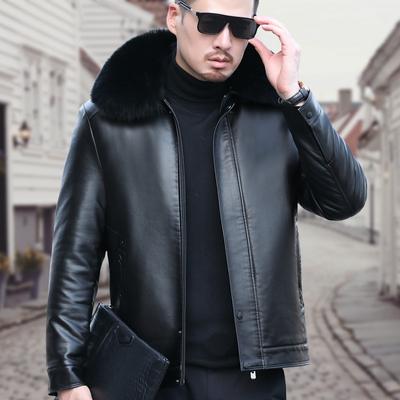 Winter New Genuine Leather Jacket Men's Fur One-piece Men's Lapel Thickened Sheepskin Jacket Men's Coat
