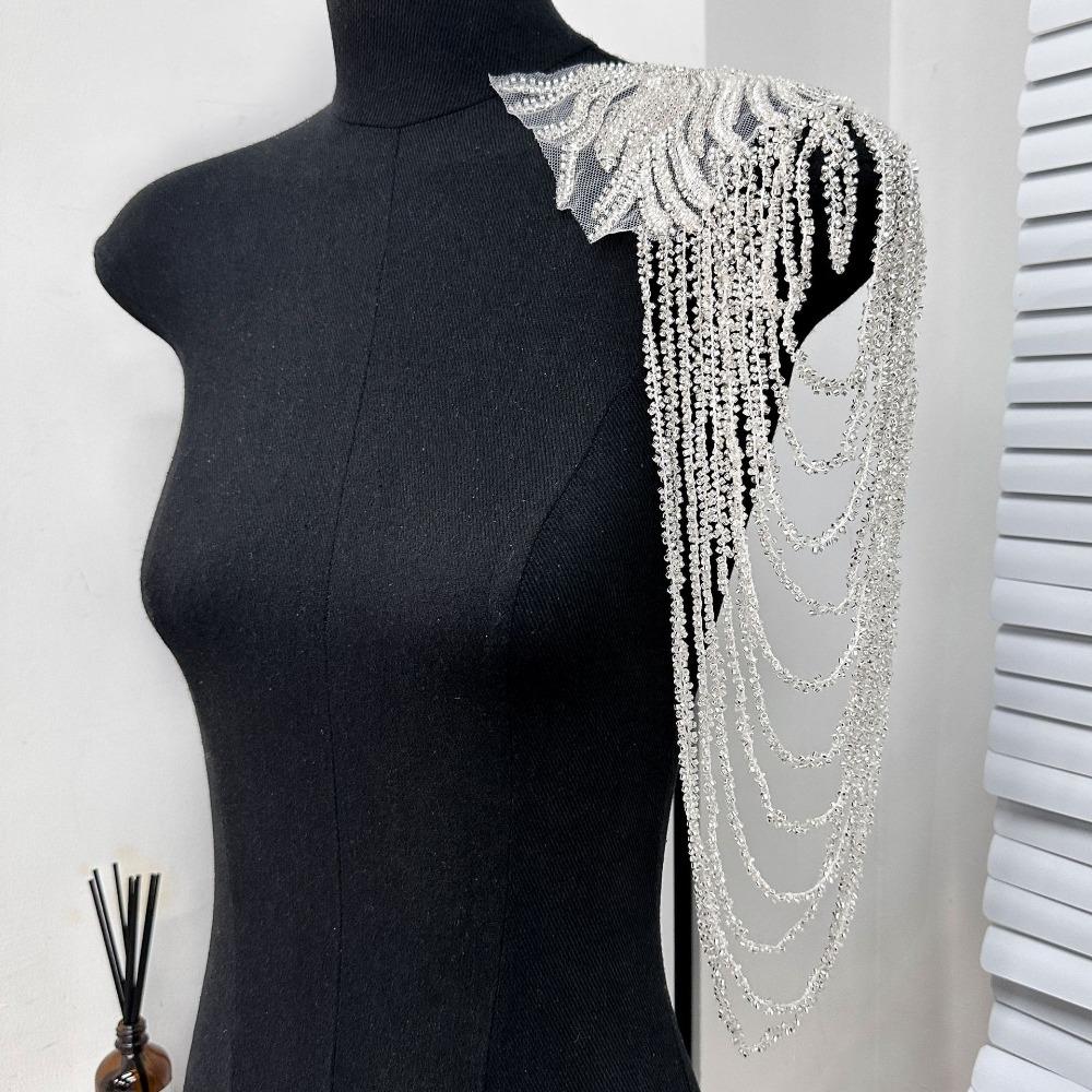 1 Stück Paillettenbesetzte Uniform-Epauletten für Damen und Herren, Cosplay-Party-Kostümaccessoires, Schulterschmuck für Bühnenauftritte