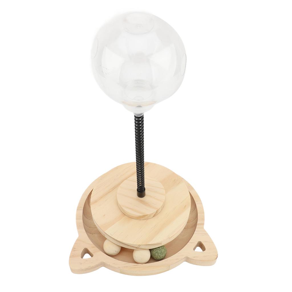 Interactive Cat Feeder Toy Wood Ball Base Reduce Depression Exercise Intelligence Cat Treat