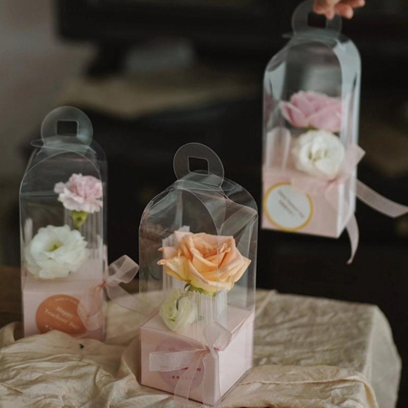 Clear Bouquet Bags Elegant Flower Packaging Boxes Single Rose Flower Box For Florist Retail And Special Event