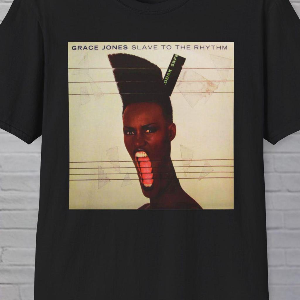 Grace Jones T-Shirt, Slave to the Rhythm, Jamaikanisch, 80er Pop, Mode, Fotos, Model, Sängerin, Grafik, Lauper, 80er Musik, Albumcover, Retro