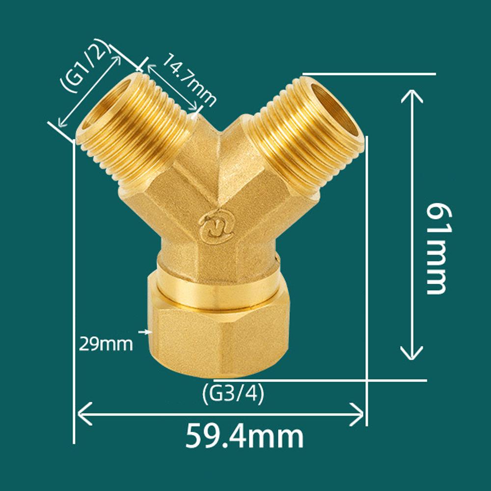 Raccordo a Y in ottone H58 Filettatura BSPP da 1/2" 3/4" Riduttore equalizzatore Giunto di unione ispessito Adattatore per acqua/gas Connettore