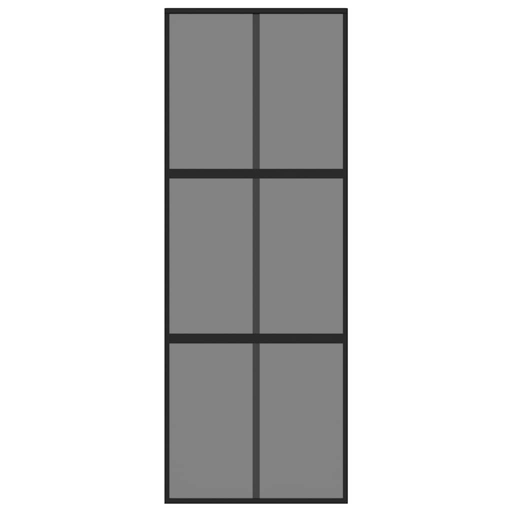 Sliding Door Black 76 X 205 Cm Tempered Glass and Aluminum