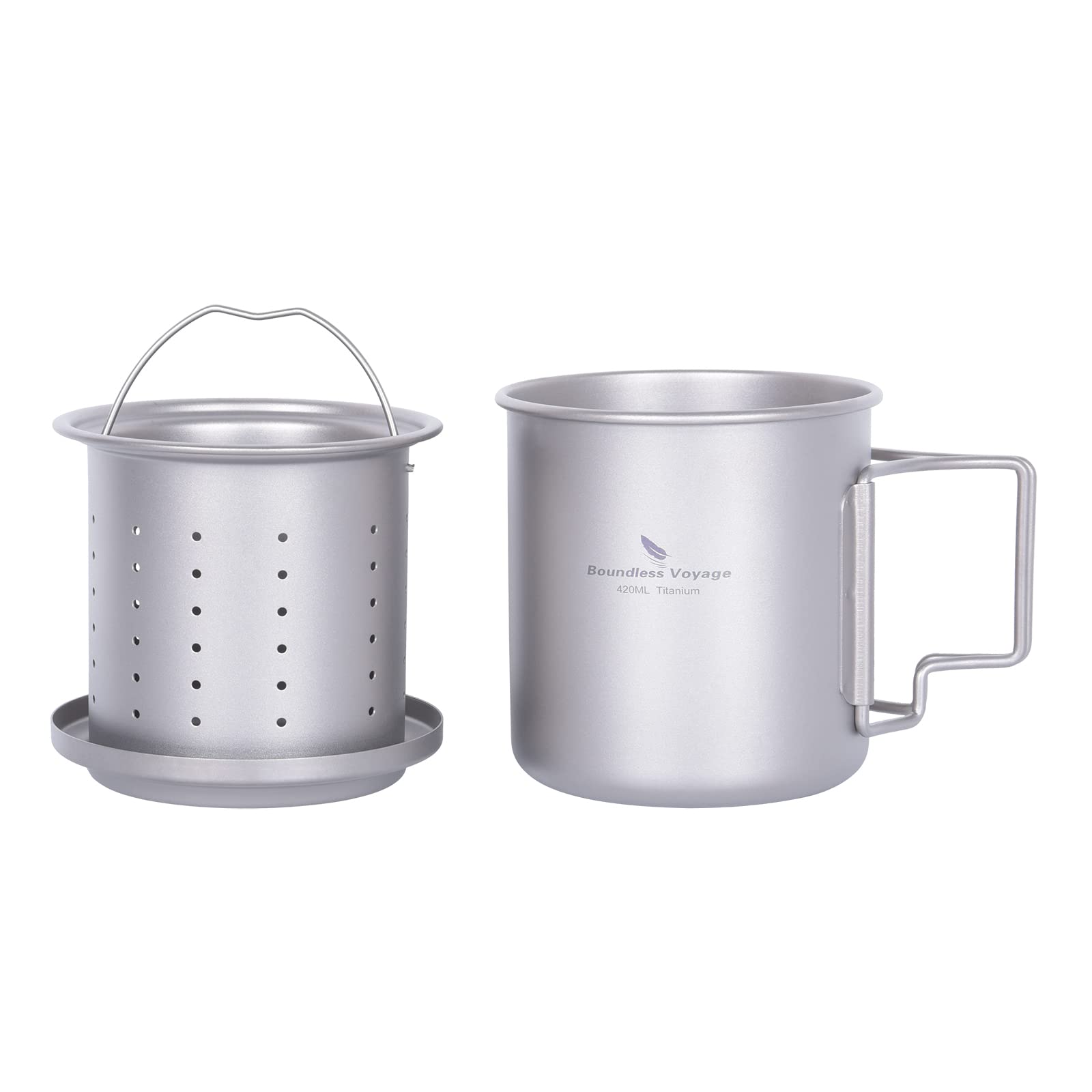 

Boundless Voyage Titanium Single Cup for Outdoor Direct with Tea and Durable Titanium with Lid and Folding Perfect for Solo 420ml Mug, Camping, Fire,