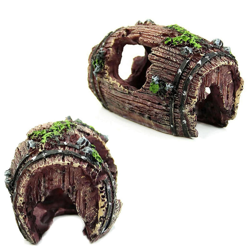 Aquarium Fish Tank Barrel Resin Ornament Cave Landscaping Furnishing Decoration