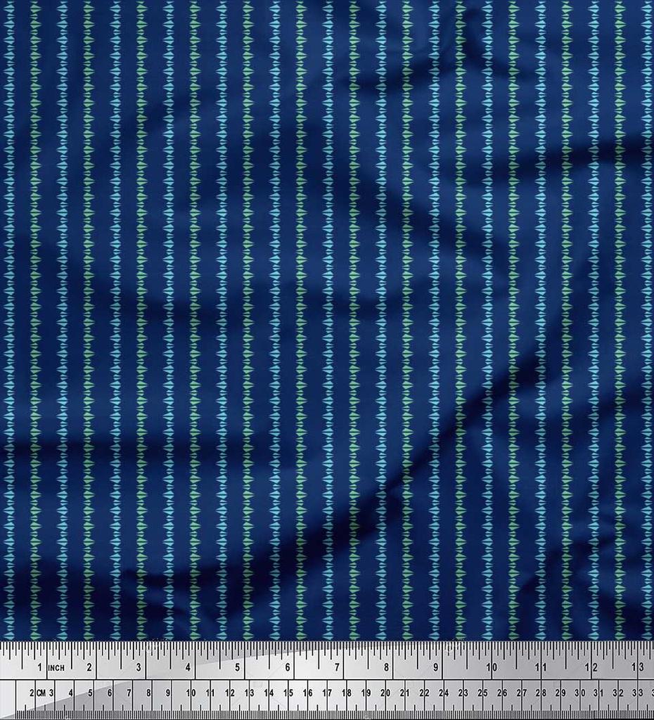 Soimoi Japan Crepe Satin Fabric Triangle Shirting Printed Craft Fabric by the Metre 42 Inch