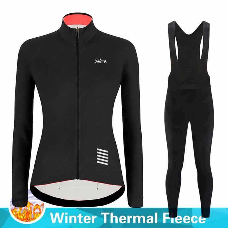 2026  Velvet Warm  Women Winter Cycling Jersey Set Salexo Thermal Fleece Cycling Clothes MTB Bicycle Clothing Warm Mountain Bike Cycling Wear Suit
