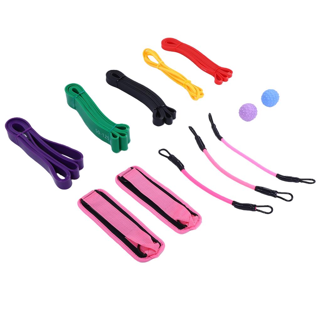 Pull Up Assist Bands Set for Men and Women, Workout Bands with Ankle Straps, Pull Tubes, Massage Balls, Home Gym