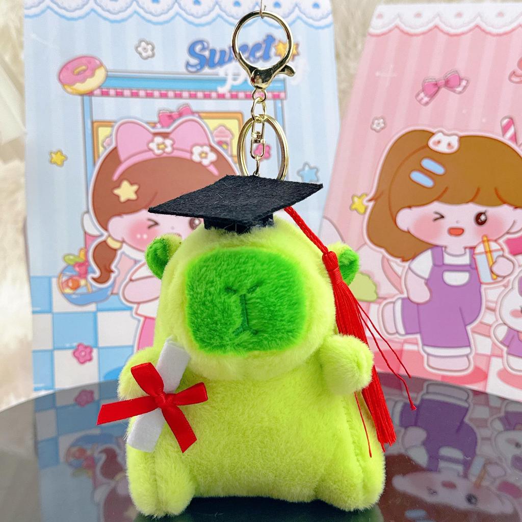 Xiaohongshu Capybara Plush Keychain & Graduation Cap Doll Pendant