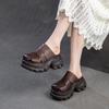 Moda 7cm Mocassini in Vera Pelle di Mucca Scarpe Basse di Gomma Sandali con Zeppa Piattaforma e Gancio Estive Comode e Accoglienti Pantofole Sagomate Scarpe