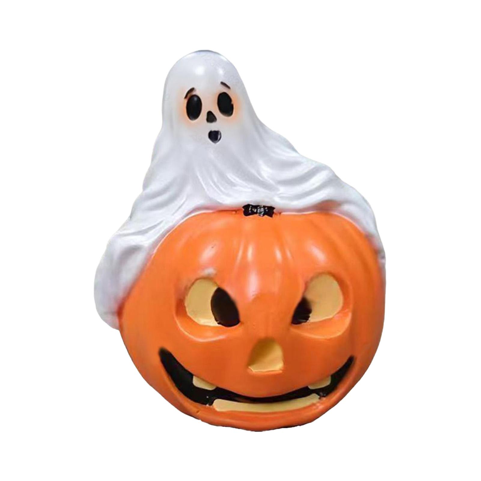 

Halloween Ghost Pumpkin Ornament Resin Halloween Spooky Ghost Statue for Home Office & Party Decor