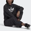 Adidas Originals Trefoil Sweatpants, Women Daily Casual Soft Comfort Straight Leg Black Bottoms HU1622