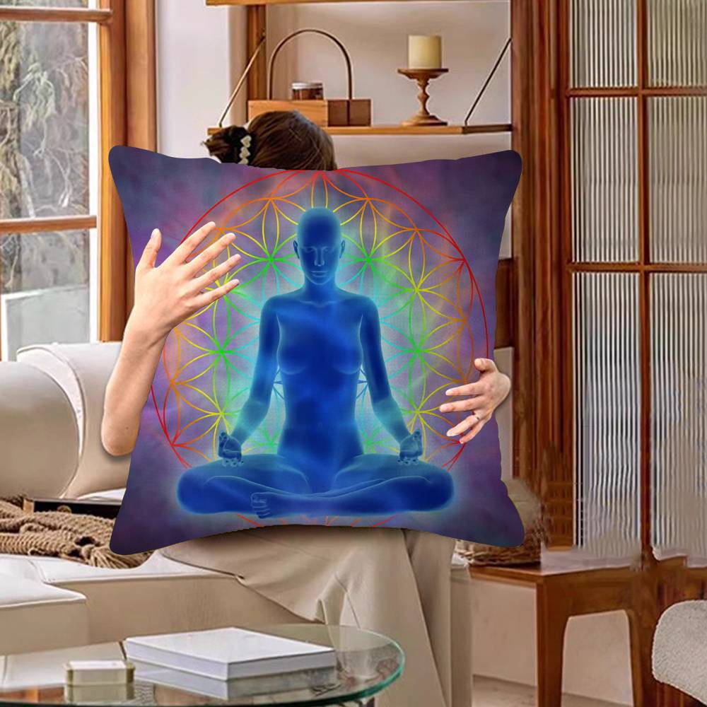 Meditation Seven Chakra Pillow Gift Home Office Decoration Bedroom Sofa Car Cushion Cover Case 45X45