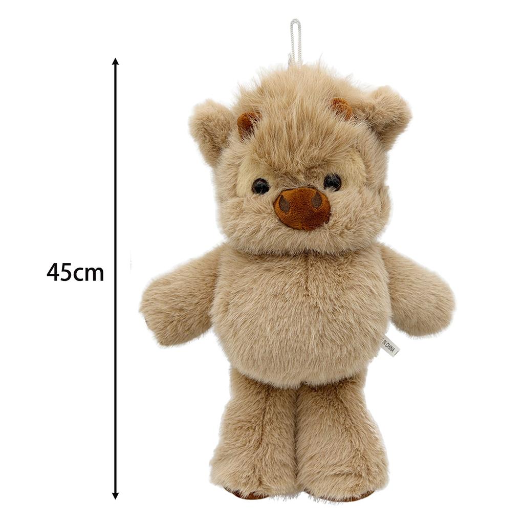 TreasuringU New 35cm/45cm Highland Cattle Plush Toy Cute Brown Cow Stuffed Doll Animals Plushie Home Decoration Birthday Gift