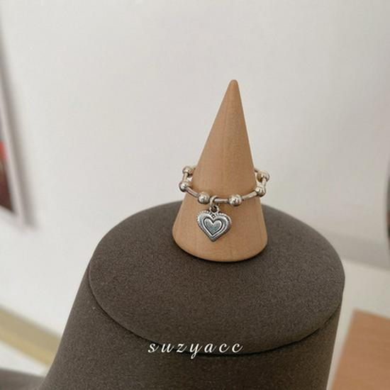 Korean S925 Sterling Silver Heart Letter Open Ring - Women s Minimalist, Chic Design Adjustable Open