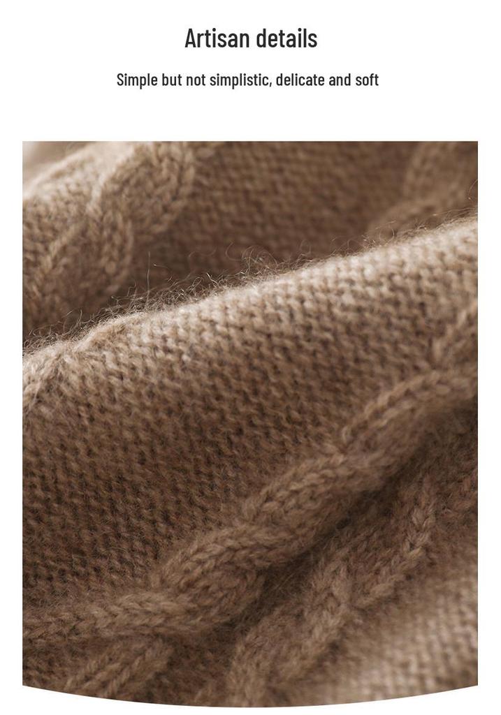 Women's High-End Cashmere Cable Knit Hat - Thickened Warm Fashion for Autumn/Winter 2025