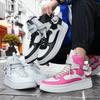 Fashion Pink Womens High Top Sneakers Streetwear Platform Men's Skateboard Shoes Trend Comfortable Leather Men Skate Board Shoes