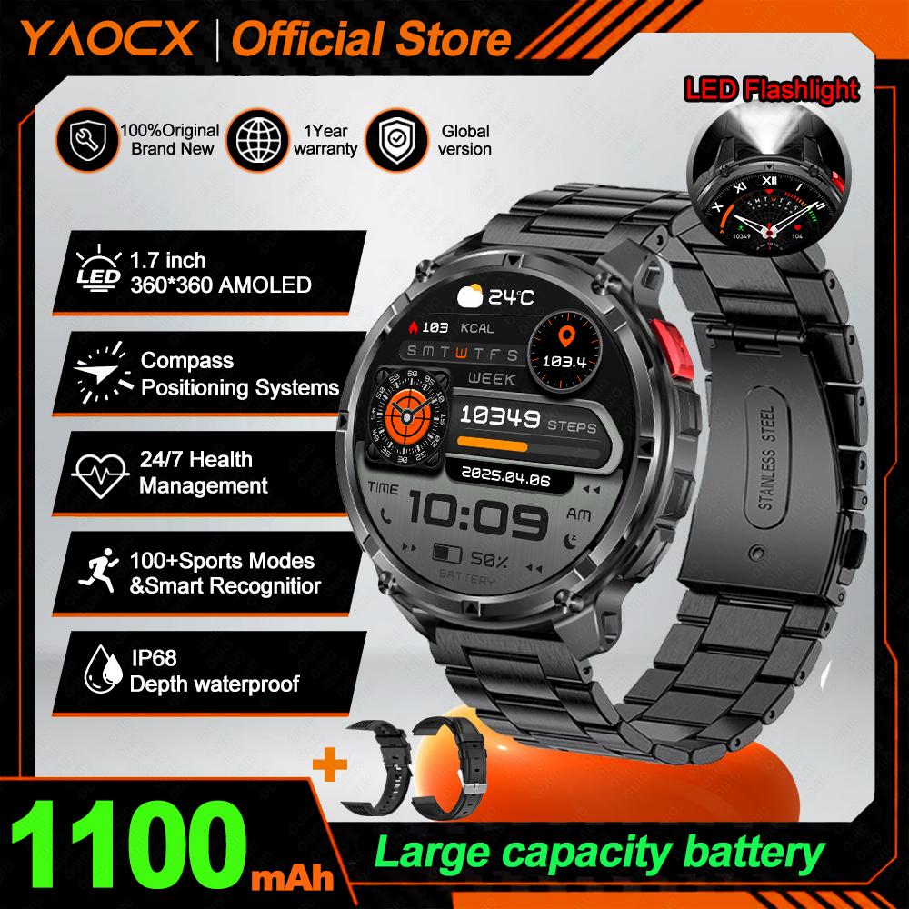 2026 Nou Ceas Inteligent cu Baterie de 1100mAh GPS traseu 5ATM Impermeabil Tracker Sportiv pentru Alergare Busolă în Aer Liber Ceas Inteligent Militar