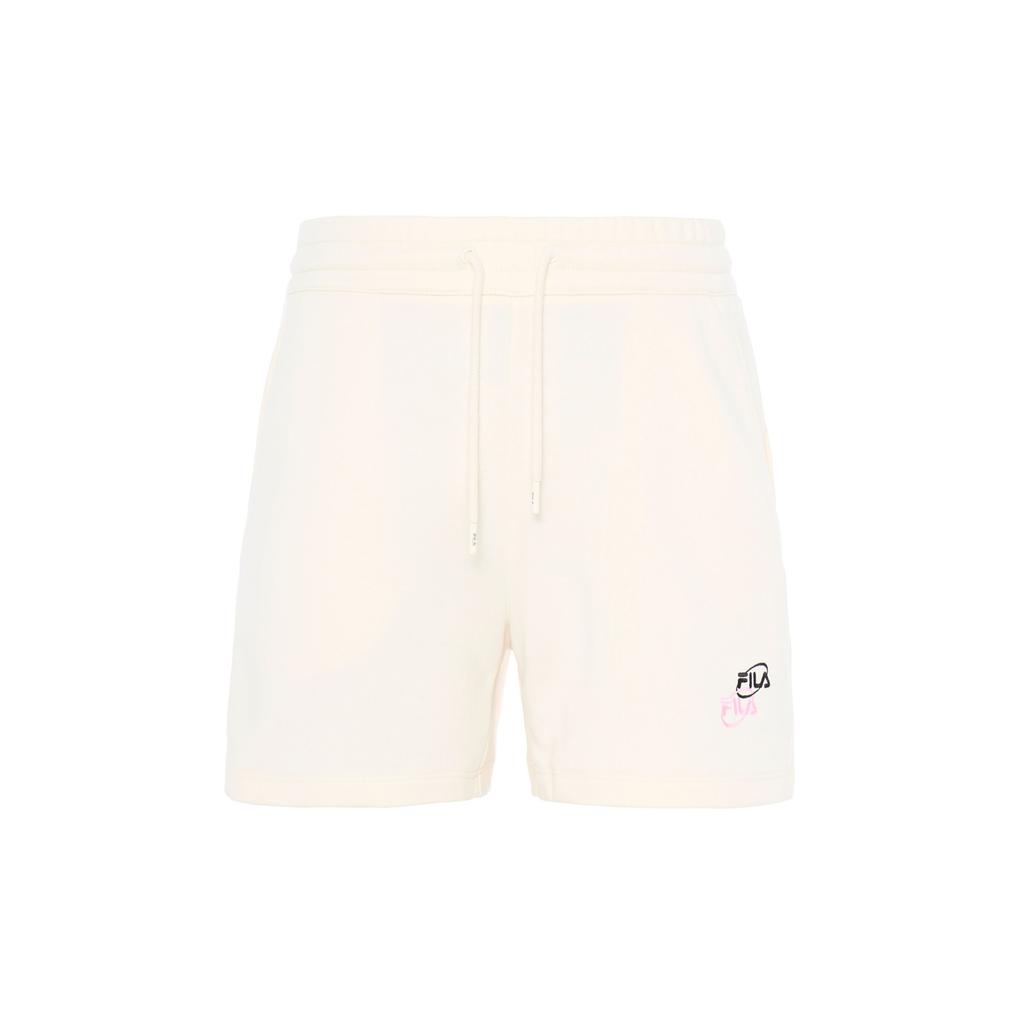 FILA Letter Print Knitted Casual Shorts Women shorts White Milk F11W329607A-IV
