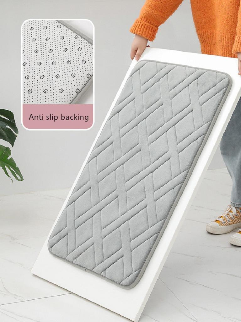 Inyahome Soft Step Premium Memory Foam Bathroom Rug Super Absorbent Non Slip Machine Washable Quick Dry Bath Mat Bathroom Rug