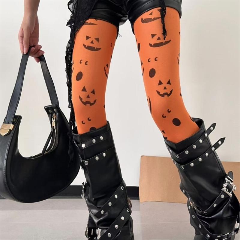 Halloween Pumpkin Socks Soft Breathable Nylon Costume Accessory For Parties