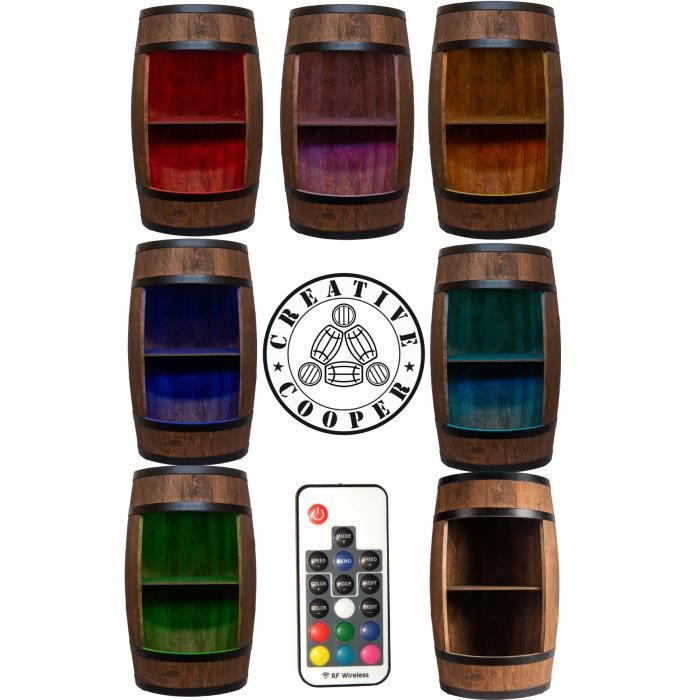 Creative Cooper Casier À Vin Tonneau En Bois Armoire Bar Meuble Rangement Bouteille Alcool Minibar Bar De Jardin 80cm Wengé