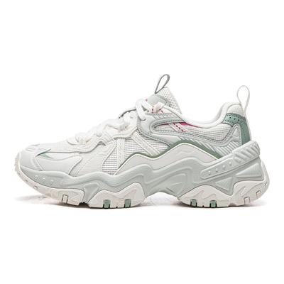 Li Ning Brown Sugar Cushioning Slip Resistant Abrasion Resistant Support Low Top Casual Shoes Women's White Green AGCW098-2
