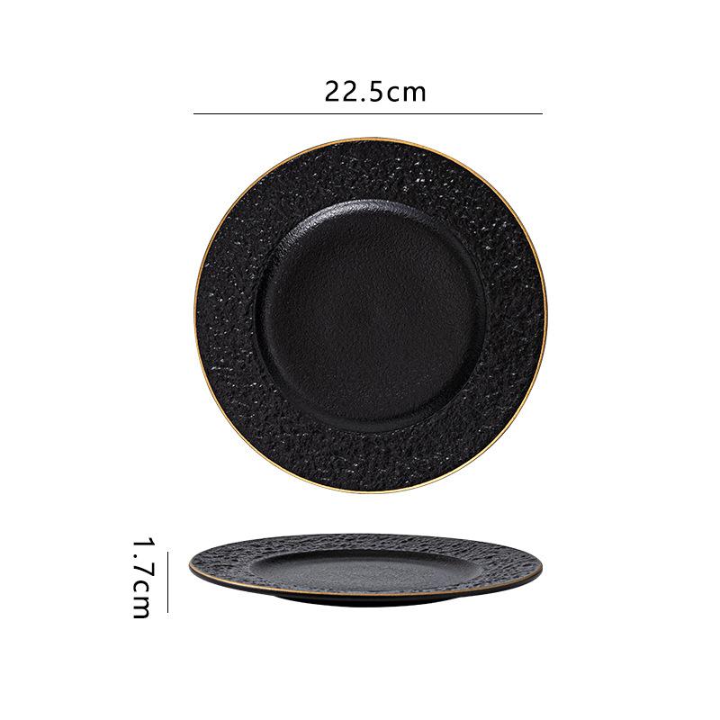 New Black Ceramic Frosted Steak Plate High-End Restaurant High Temperature Resistant Western Food Plate Pasta Plate Japanese Material Sashimi Plate