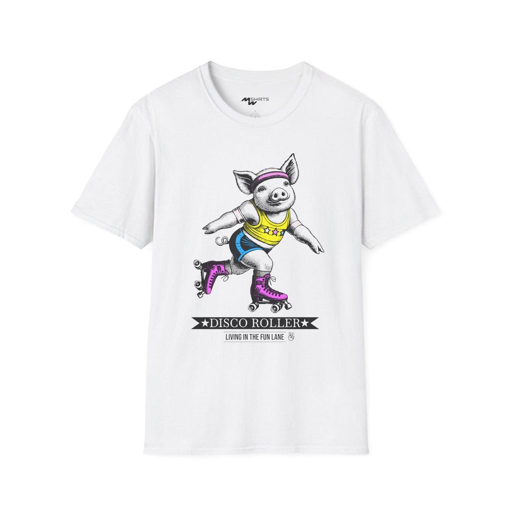 Rollerskating Pig T-Shirt: Disco Roller Tee, Pig Lover Gift