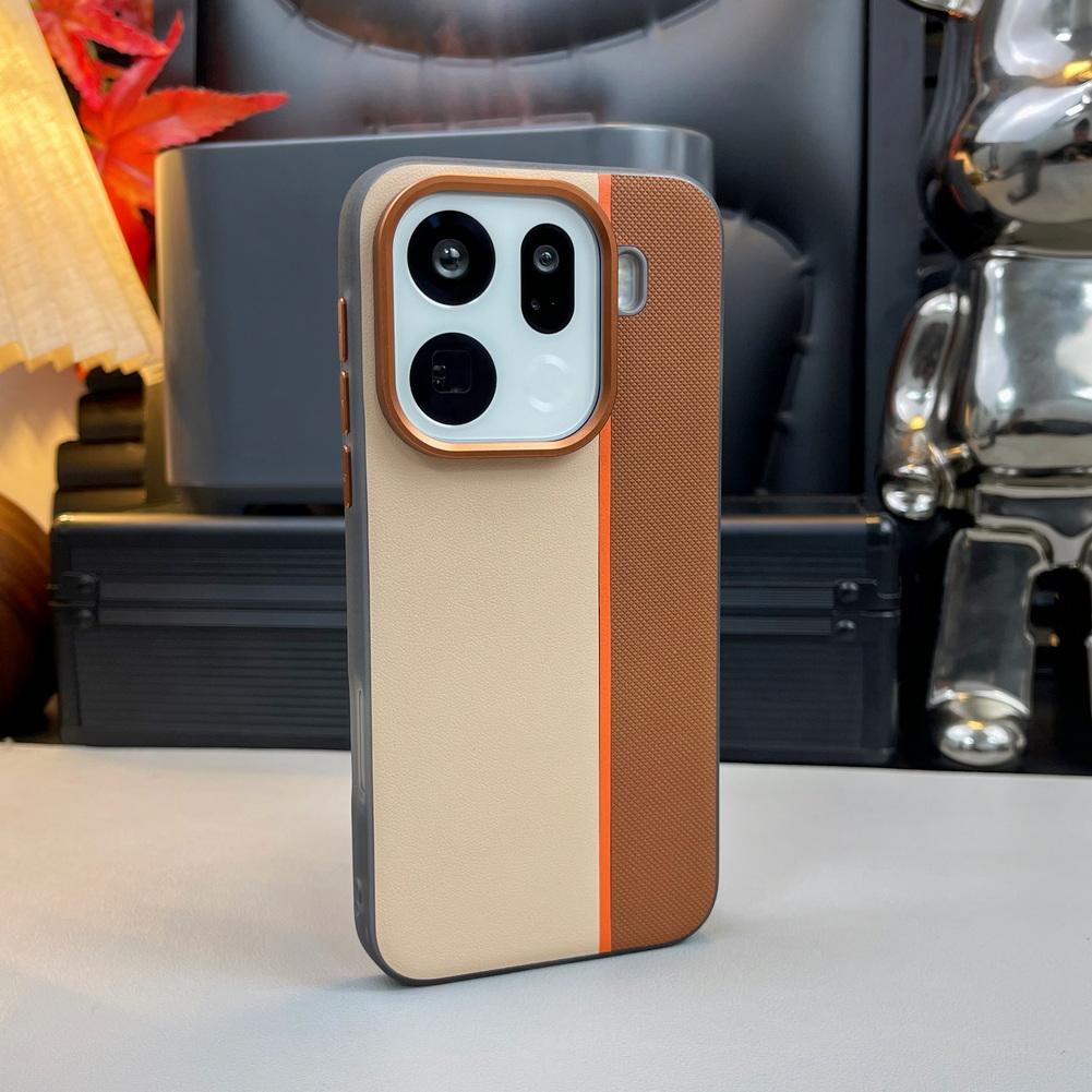

Three-color Leather Patchwork with Magsafe Magnetic Ring Case For OPPPO Find X9 Pro find x9 Lens Protective Cover OPPO Find X9 Pro