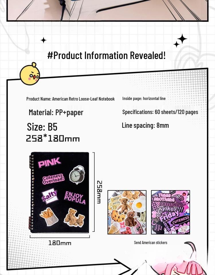 Ergonomic, High-value Loose-leaf Notebook with Detachable Binder; Suitable for High School and Junior High Students.