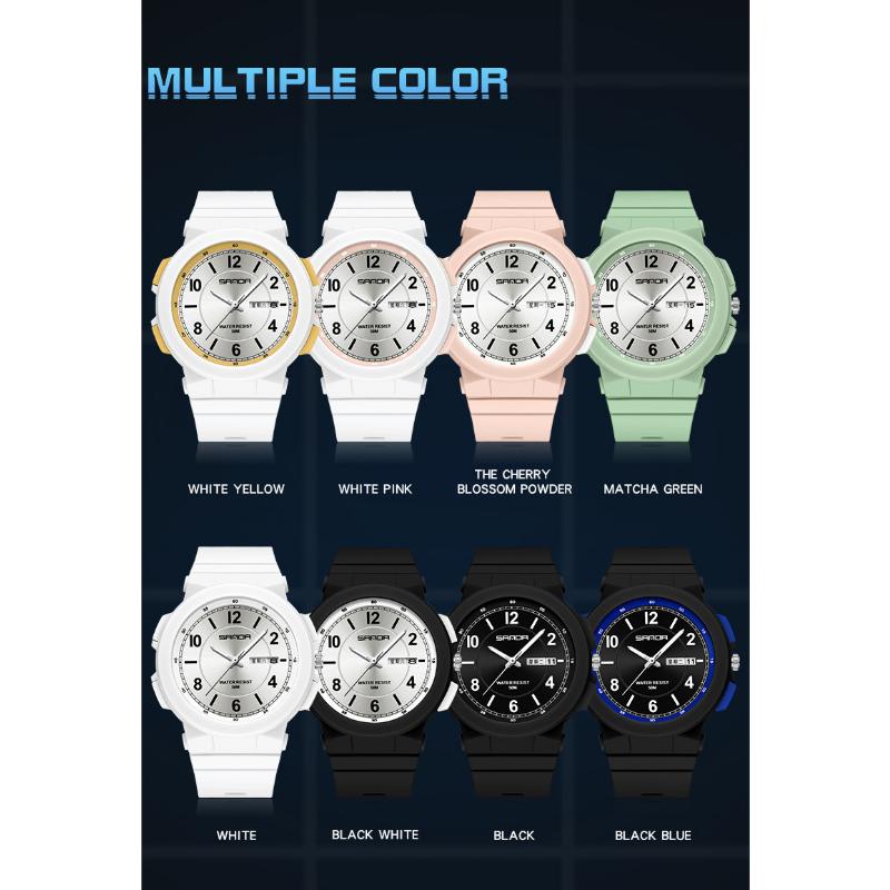 SANDA Nou stil Mișcare de contor electronic Calendar de două zile Tendință în modă, personalitate Ceasuri pentru elevi și bărbați și femei