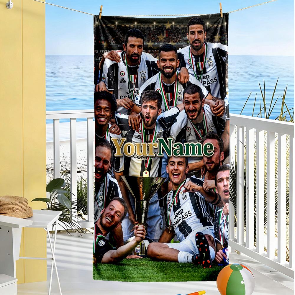 Juventus Customizable Name Beach Towel High Absorbency & Quick-Dry Portable for SwimmingBeachCamping Travel Beach AccessoriesGym