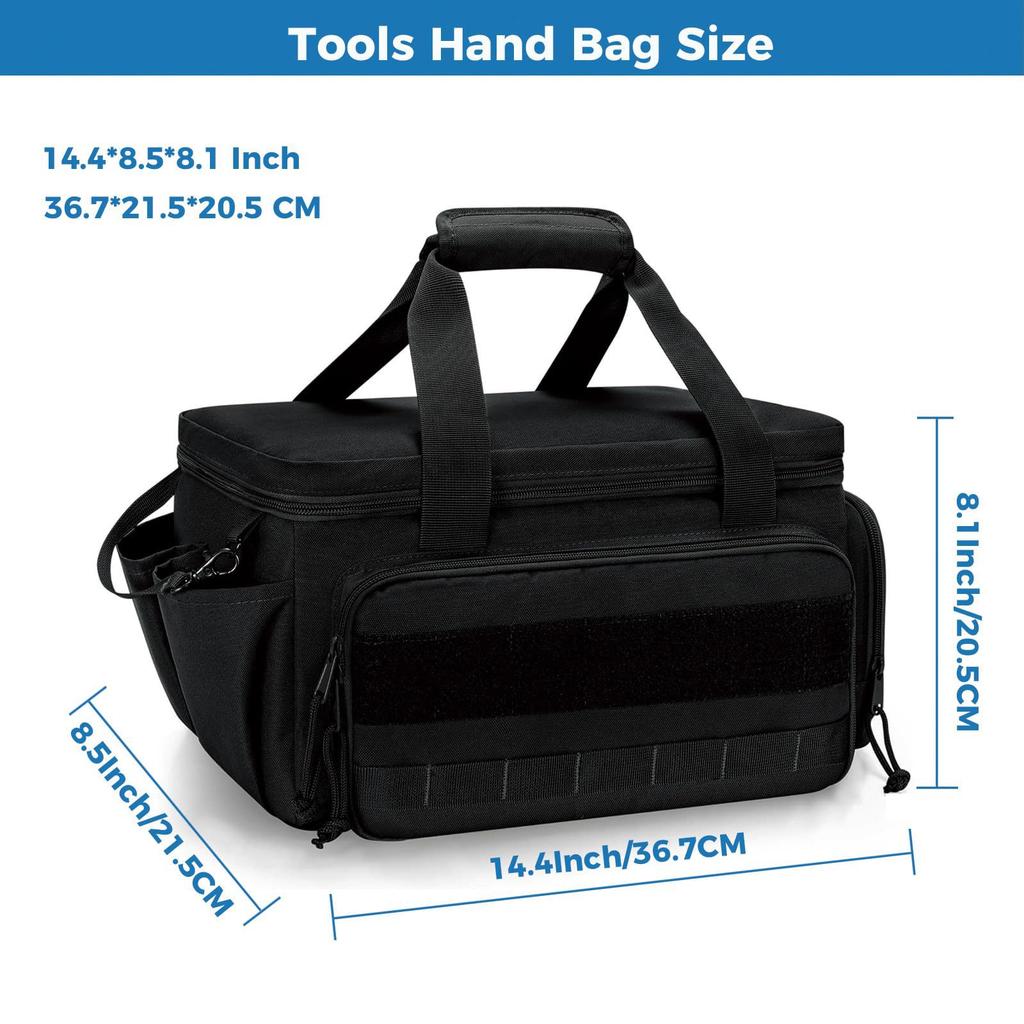 14 Inch Zwarte Canvas Gereedschap Opbergtas Lichtgewicht Elektricien Draagbare Tote Bag Werkaccessoires