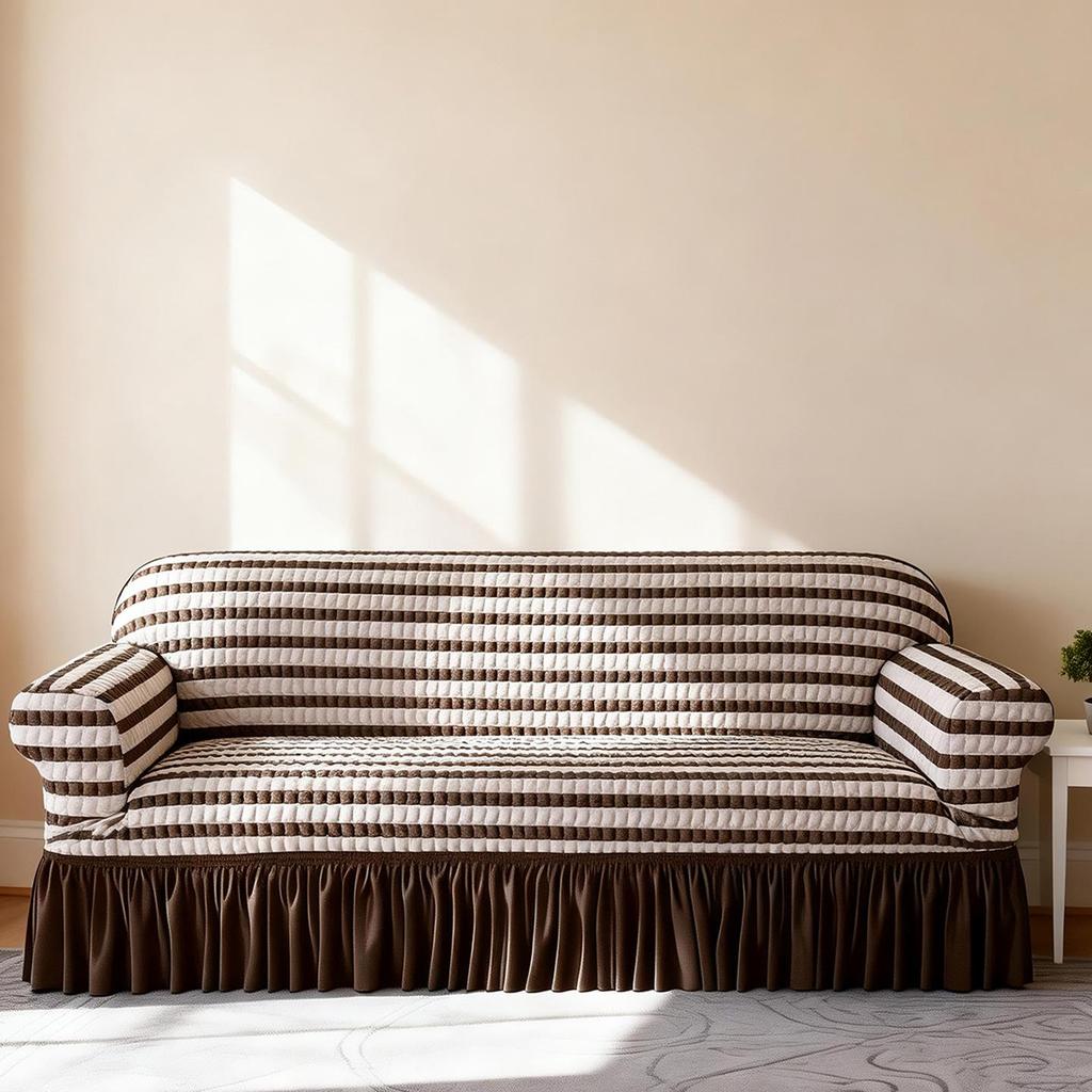 Marke Bird Koreanische Spitze Rüschen Bubble-Gaze Rutschfester Sofabezug, Vollständiger elastischer Wickel, Einfarbig, Koreanischer Stil.