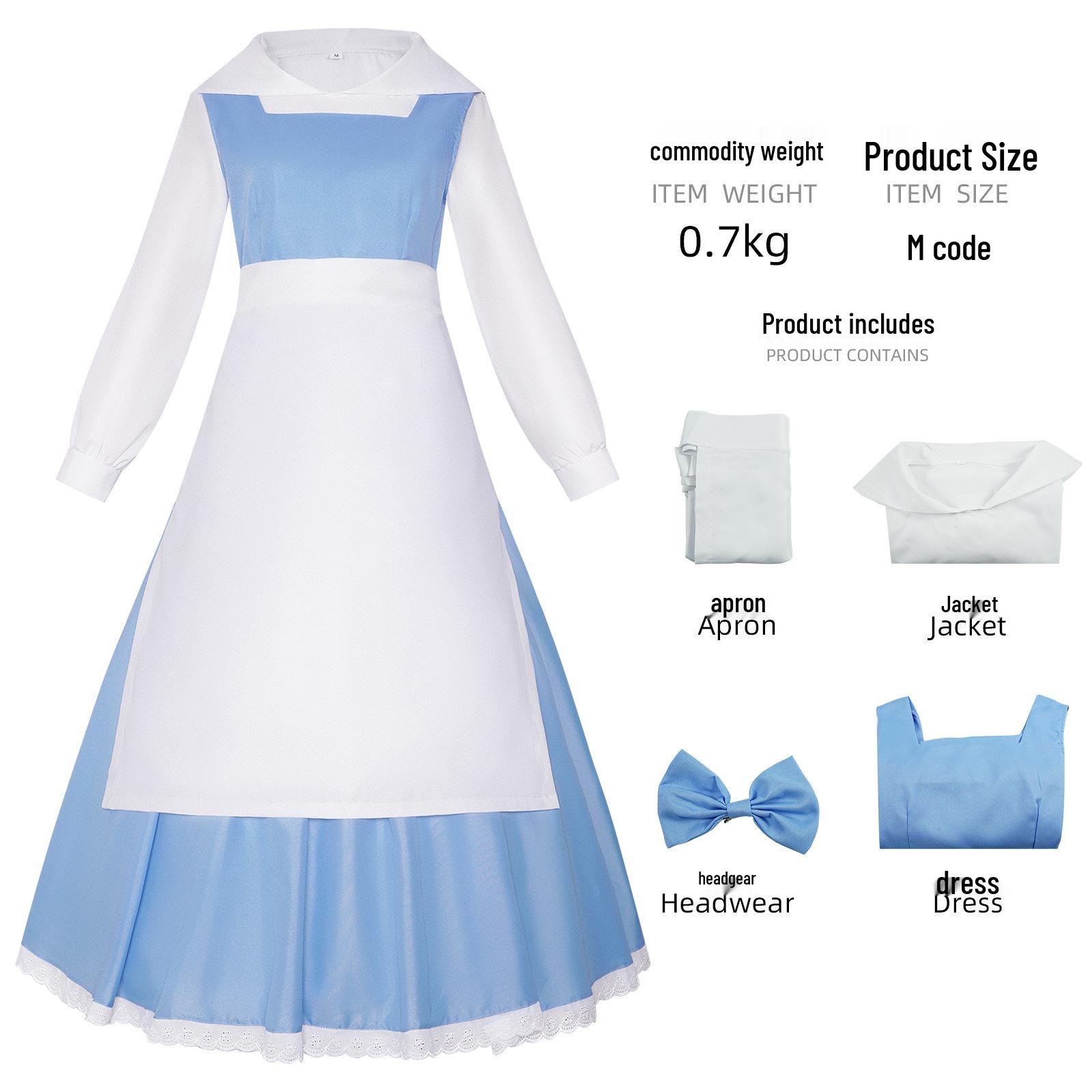 ManYi Duo Belle Blue Maid Dress Cosplay Costume for Women S