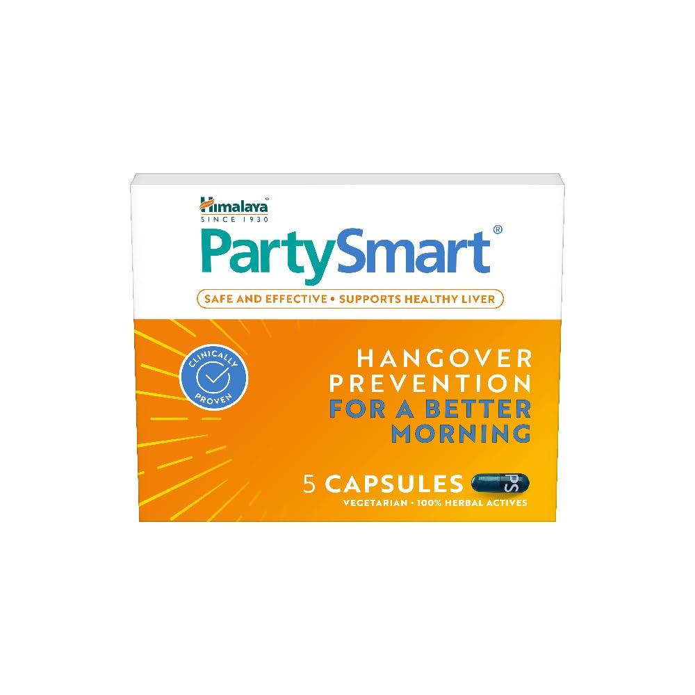 

Капсули Himalaya PartySmart для запобігання похміллю, трав яна підтримка печінки, клінічно доведено безпечне та ефективне рішення, упаковка 5 штук