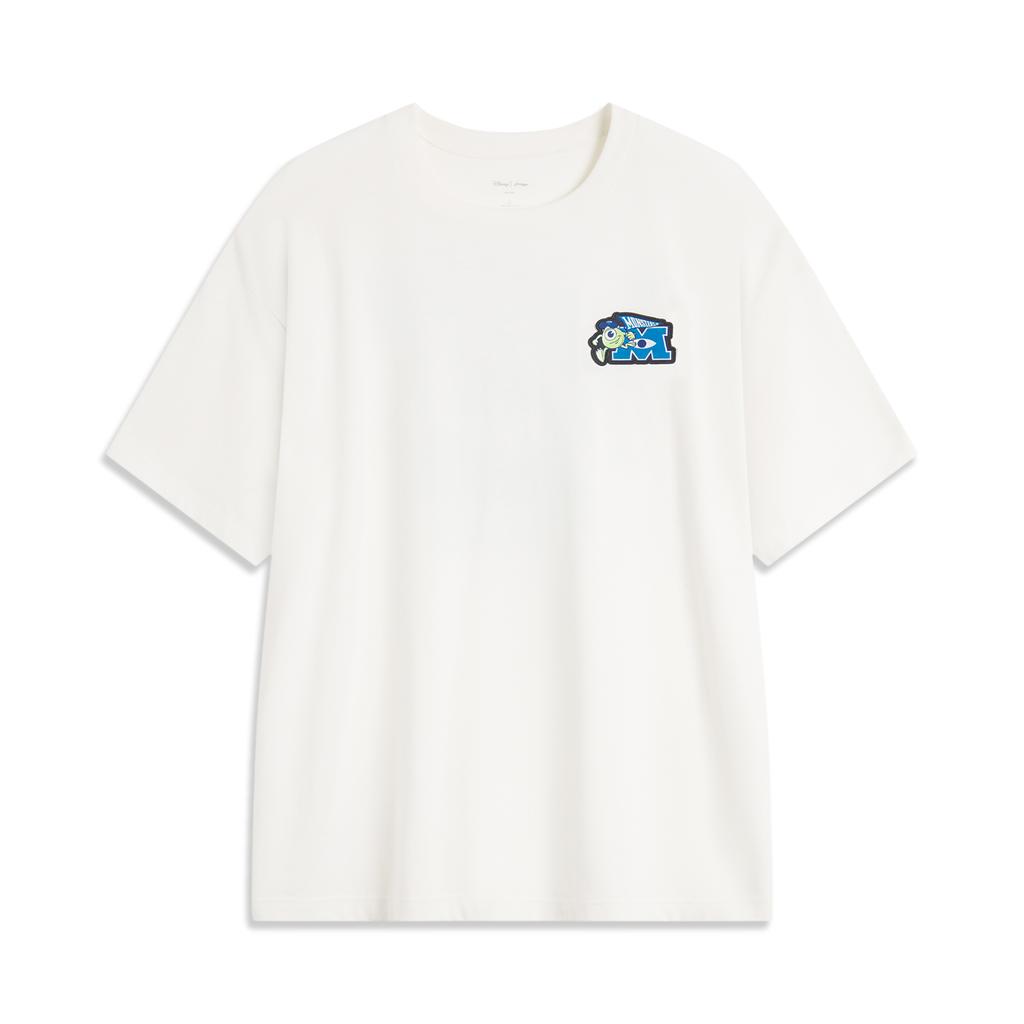 Li Ning X Disney Monsters University Collaboration Casual Loose Letter Pattern Round Neck Summer Short Sleeve T-Shirt Unisex T-Shirt AHSU497-1