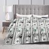 Play money Blanket Quality Super Soft  Throw Blanket Winter Airplane Travel Couch Chair Sofa Bed Novelty Bedspread