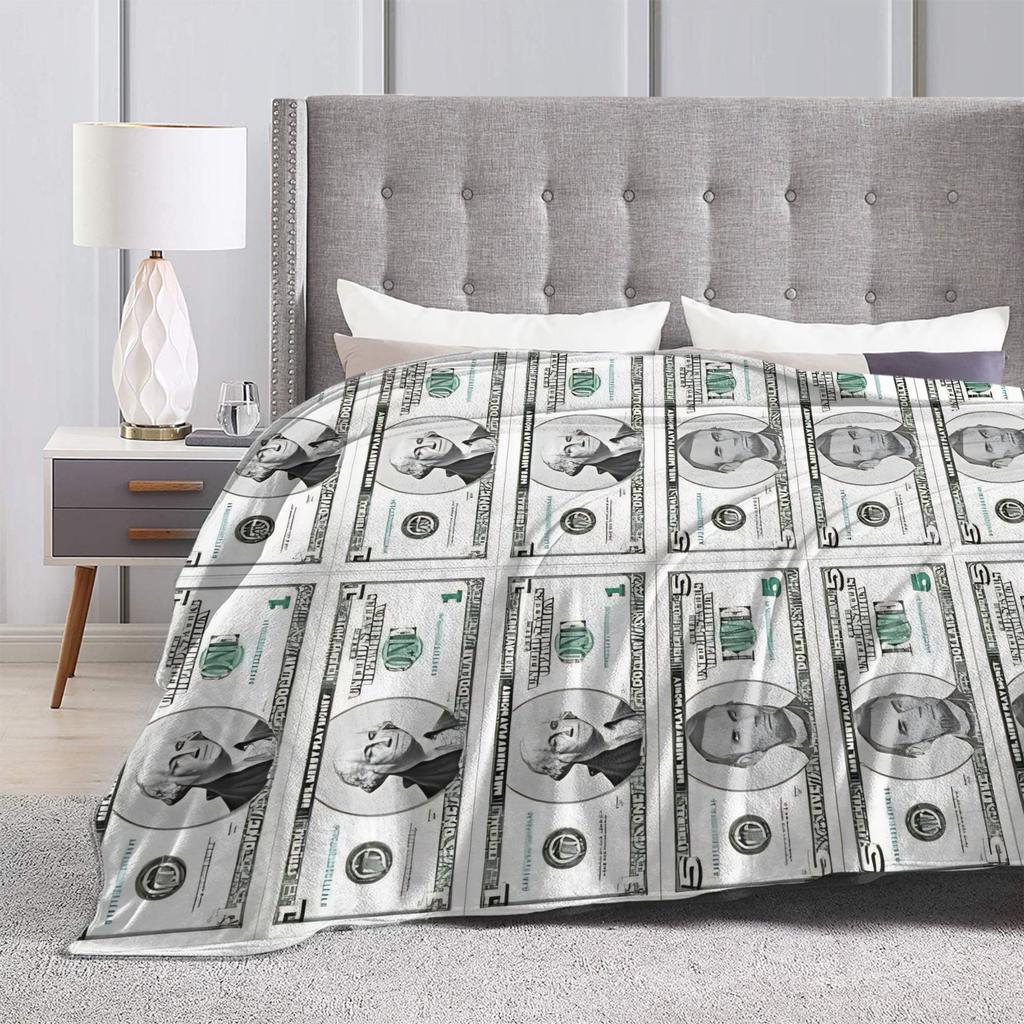 Play money Blanket Quality Super Soft  Throw Blanket Winter Airplane Travel Couch Chair Sofa Bed Novelty Bedspread