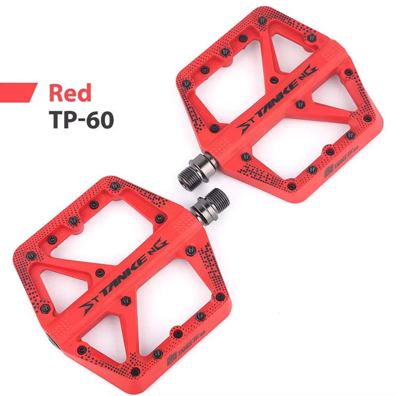 TANKE Bike Pedals Non-Slip Nylon MTB/Road Bicycle Pedals Bearing Cycling Footrest Black/Red/Gray/Orange