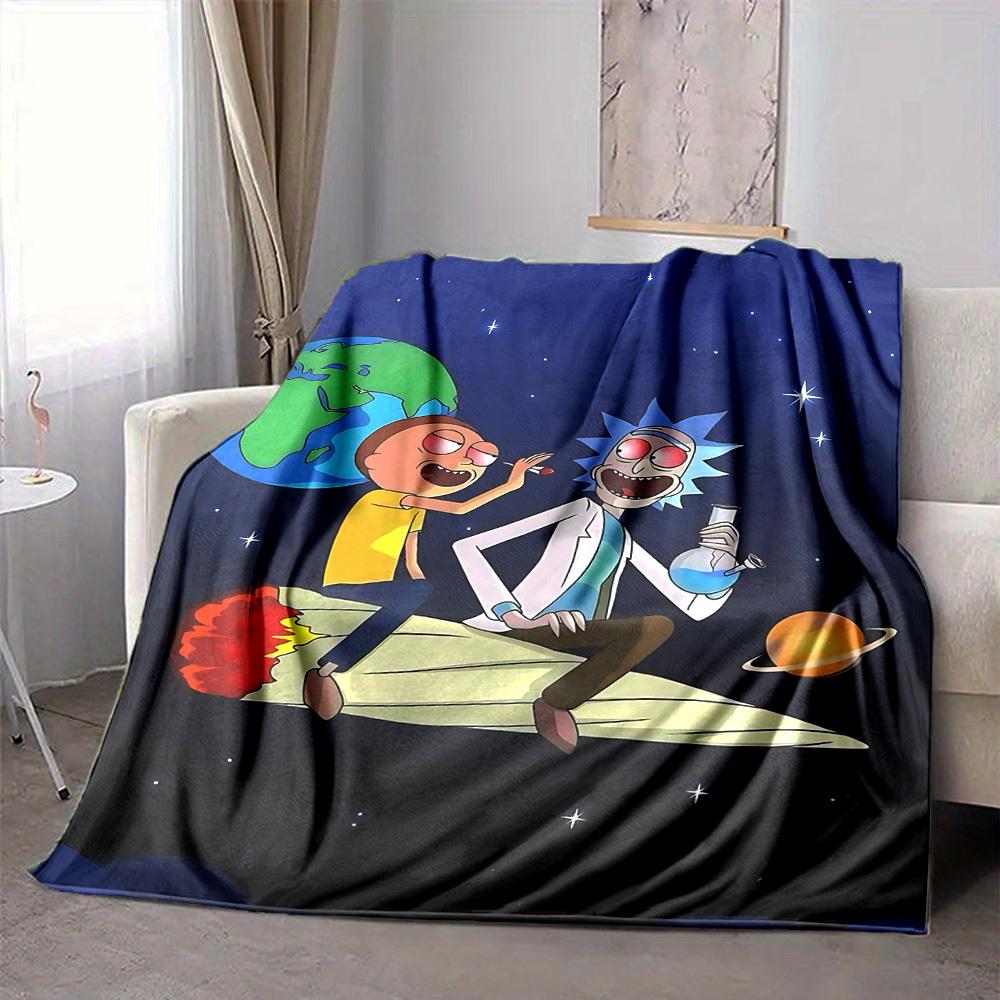 

1 шт. Фланелевое одеяло Рик и Морти, легкое, мягкое, теплое, для дивана, кровати, путешествий, всесезонное, L1028093 80x120cm
