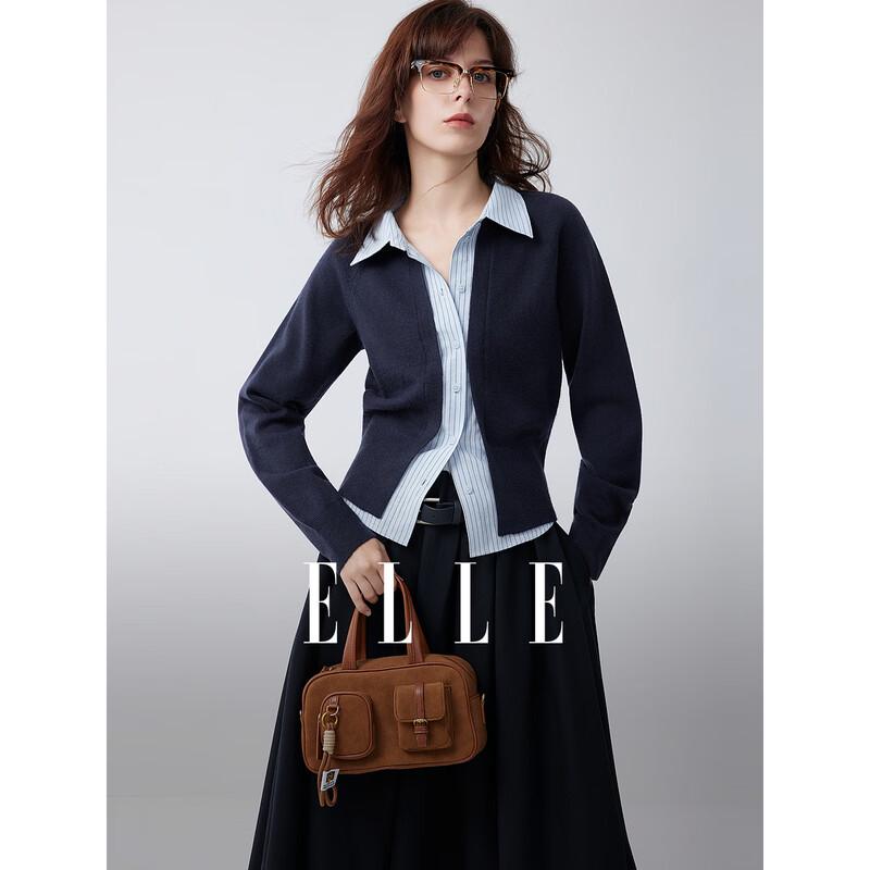 

ELLE Faux Two-Piece Striped Knit Cardigan S