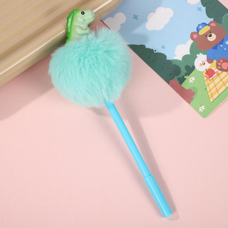 Cute Dinosaur Cartoon Plush Ball Pen, Plush Creative Stationery Cartoon Triceratops Neutral Pen