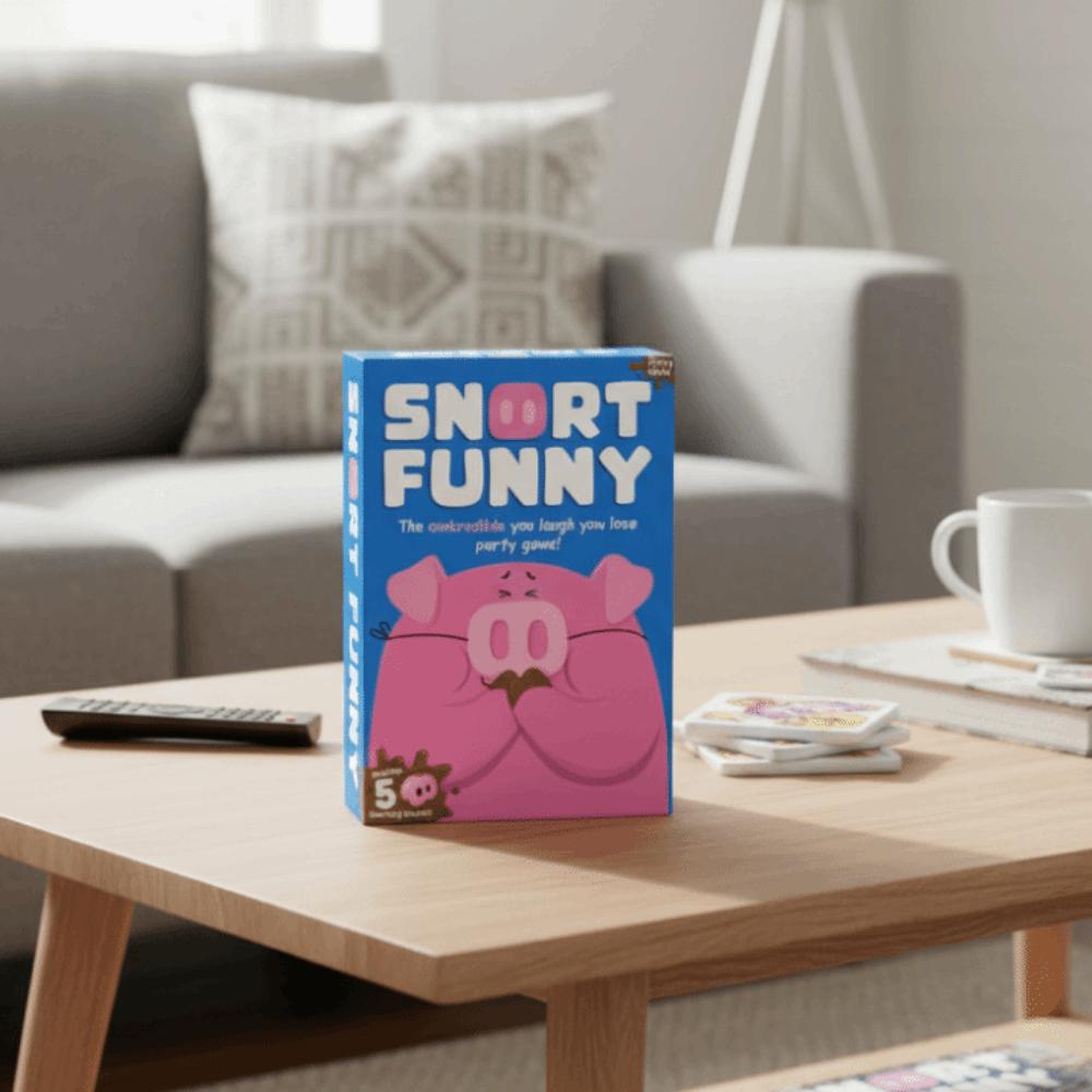 Iššūkių kortelės „Juokiesi – pralaimi“ vakarėlio žaidimas SNORT FUNNY vakarėlio žaidimas Šeima Draugas