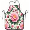 1pc Pink Peony Flower Print Apron, Durable and Easy To Clean, Adjustable Waistband, Polyester Material, for Kitchen Cooking, Gardening, Orchard Pickin